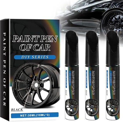 Gubuyi 3 Pezzi Penna Ritocco Carrozzeria, Ritocco Vernice Auto,Pennarello per Ritocchi Vernice Auto,Rimuovi Graffi Auto,Nero,Riparare Graffi su Auto e Moto