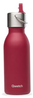 QWETCH - Gourde en acier inoxydable pour enfant 350 ml – Couvercle pipette rouge pour enfants – Bouteille isotherme – Garde les boissons froides pendant 24 h et chaudes pendant 12 h – Anti-fuite et