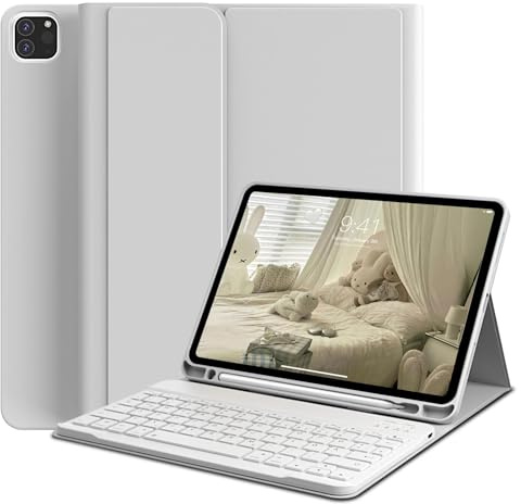 GKABXY Étui Clavier Bluetooth Mag. Amovible pour iPad Pro 11'' 2022-2020 QWERTZ Gris