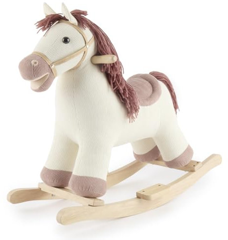 Bieco Cheval à bascule en peluche Ginger 68 cm | Chaise à bascule pour enfant | Balançoire pour bébé | balançoire pour bébé à partir de 1 an | Cheval à bascule en bois à partir du 1er an