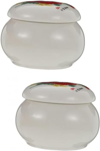2 st Porslinsburk Resekrämer Etui Mini teburkar Kryddburkar Keramik Matförvaring Kryddburkar Keramisk krämburk Tekanna Keramisk Makeup Provflaska Keramikförsegling Burk-4,2X5,6CM/999