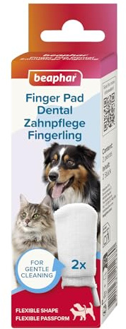 Beaphar - Finger Pad – for Gentle and Precise Teeth Cleaning – Help Reduce Plaque and Freshen Breath When Used with Beaphar Toothpaste – for Cats and Dogs – Two Pack – Reusable Pet Dental Pads