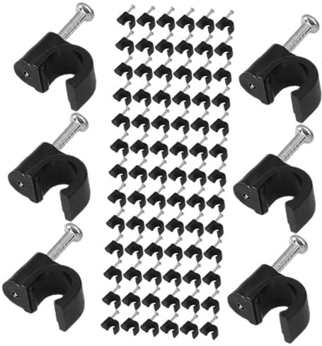 Yardenfun 400Piezas Clips de Cable Negros de Grapas para Organizar Cables de Electricidad Ethernet y Tv Instalación y Resistente para Uso Interiores y Exteriores