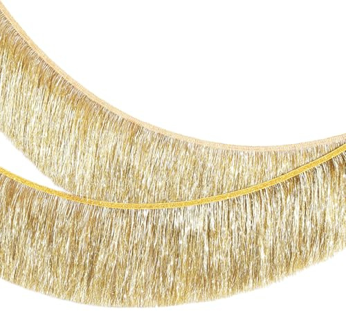 MOMAHUA Lametta fransar girlang laser guld, 20 x 200 cm, metallisk foliefransar, girlang, glitter, gardin för parad, floats, förlovning, bröllop, jul, födelsedagsfest, fransgirlang