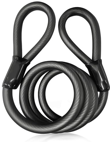 120cm/12mm Câble Antivol Vélo, Câble en boucle Cobra, Câbles Universel à Boucles, Idéal pour Vélo Electrique, Skateboard, Sécurité pour les accessoires de vélo et de moto, Noir