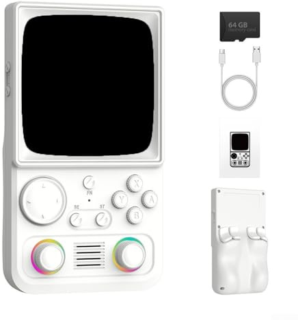 Console di gioco portatile retrò con schermo curvo da 4 pollici, WiFi, doppio joystick, 20000 giochi precaricati, 4000 mAh per batteria per giochi portatili, emulatore R36T MAX (bianco)