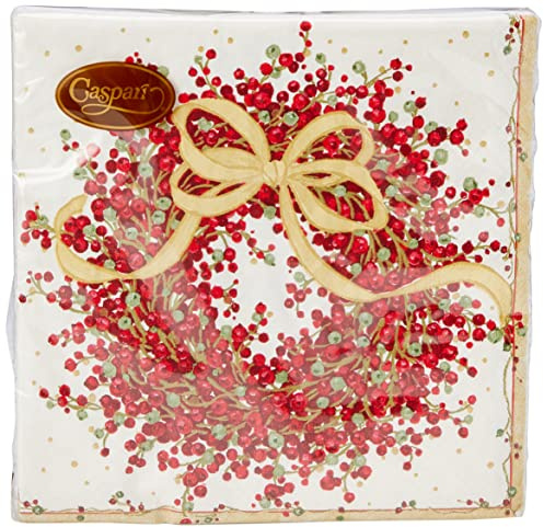 Entretenimiento con servilletas Caspari Pepper Berry, color rojo, papel, multicolor, Pack de 20