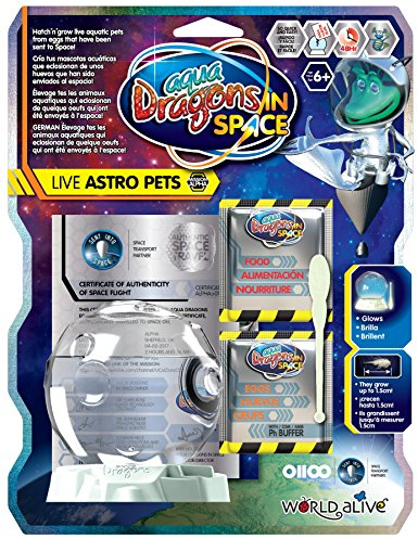 Aqua Dragons Astro Pets, tanque y cuchara que brillan en la oscuridad, kit de juguetes educativos, incubar y crecer, huevos, comida, cuchara, lupa con instrucciones, para niños de 6 años en adelante