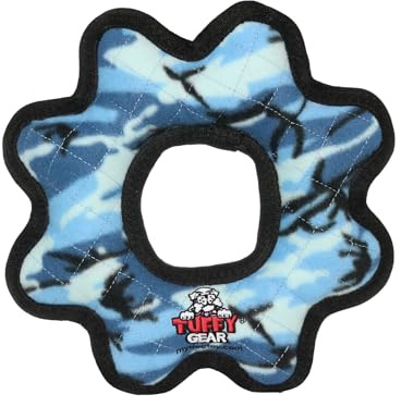 TUFFY- World's Tuffest Soft Dog Toy- Ultimate Gear Ring Camo Blue-Squeakers - Multiple Layers. Made Durable, Strong & Tough.Interactive Play (Tug,Toss & Fetch).Machine Washable & Floats