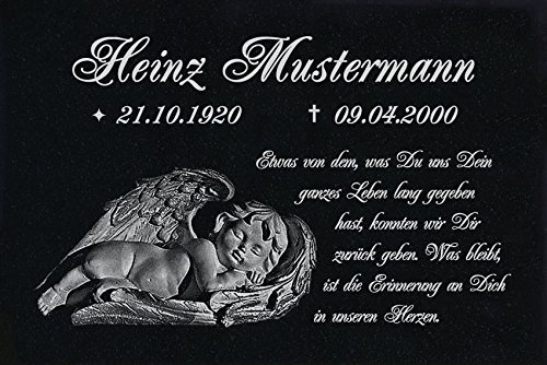 LaserArt24 Granit Grabstein, Grabplatte oder Grabschmuck mit dem Motiv Grabstein-ag23 und Ihrem Text/Daten