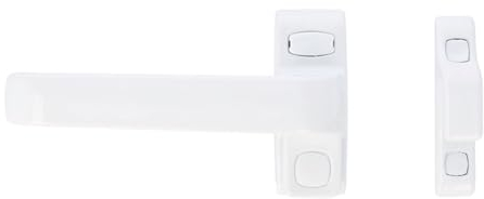 Amig - Manilla de Bloqueo para Puertas y Ventanas Mod. GAMMA - 122 x 70 mm - Roseta - Izquierda - Puertas de Interior y Ventanas - Sin Cuadradillo - Aluminio Blanco