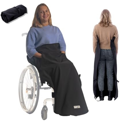 BELIEFF Manta Silla Ruedas - Manta para Silla de Ruedas - Saco Impermeable Silla de Ruedas - Fondo Abierto - Negro - Large