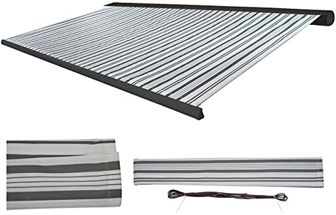 Mendler Funda para toldo T124, funda de repuesto para protección solar, 5 x 3 m, poliéster, color gris y blanco
