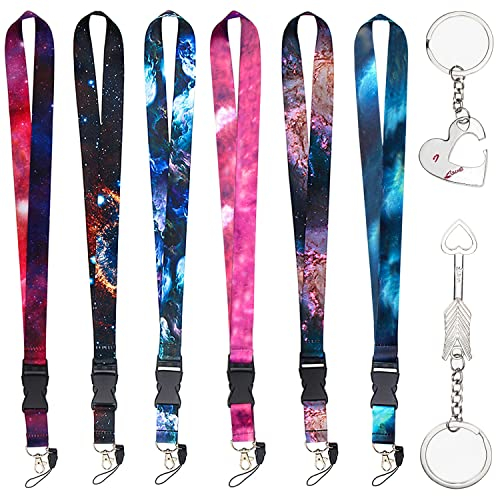 Schlüsselband Lanyard Umhängeband 6 PCS Schlüsselband Kinder Mädchen mit Schlüsselanhänger für Kartenhuellen Kinder Eltern Ausweise Handy Schlüssel Autoschlüssel Kamera Gurt