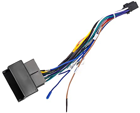 Podofo 16 Pin Wire Harness ISO Adapter Cable for Android Car Stereo ISO Standard Socket with Steering Wheel Control Lines and Reverse Control Line Wiring Harness