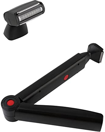 QGUQSSL Rückenhaarrasierer, elektrischer Herren-Rückenrasierer, kabelloser Rasierer, Körperrasierer, faltbar, mit 2 Clips