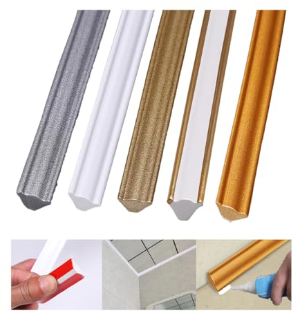 500cm Zierleisten Selbstklebend,Deckenleisten Selbstklebend,Eckleiste,Zierleiste Selbstklebend,Flexible Zierleiste,Deckenleiste Selbstklebend,Zierleisten Selbstklebend Wand (Silber 5M,12mm*9mm)