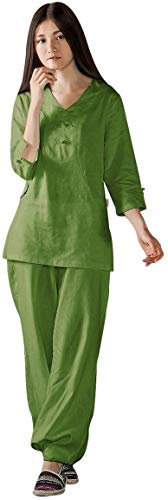 Fyra säsonger Tai Chi Uniform Set, Kampsportsdräkt Dam Tai Chi Uniform Kinesisk Kung Fu Kläder Bomulls Tai Chi-dräkt med trekvartsärmar, Zen Meditation Yoga-dräkt