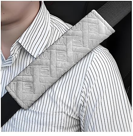 CGEAMDY 2 Pièces Coussinets de Ceinture de Sécurité Avancés, Universelle Coussinets D'épaule de Ceinture de Sécurité, pour Tous Adultes et Enfants, Protéger Cou et Epaules (Gris)