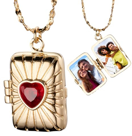 Aro Torliy Locket Necklace – Personalized Heart Locket Necklace That Holds 2 Pictures for Women, Custom Photo Memorial Locket Jewelry for Mom Wife, Thanksgiving Anniversary Birthday Gifts