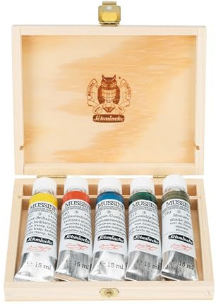 Schmincke - MUSSINI®, 70719097, feinste Künstler-Harzölfarben, Evan Woodruffe-Selection, halblasierende Farben, höchstpigmentiert, lichtecht, 5x 15 ml