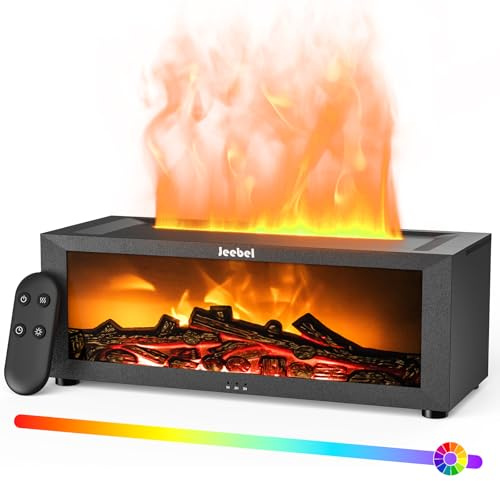 Jeebel Aroma Diffuser für Ätherische Öle - Kamin Diffusor mit Dynamischem Flammeneffekt, Automatische Farbwechsel, Fernbedienung - 150ml Mini Luftbefeuchter für Aromatherapie im Schlafzimmer Büro
