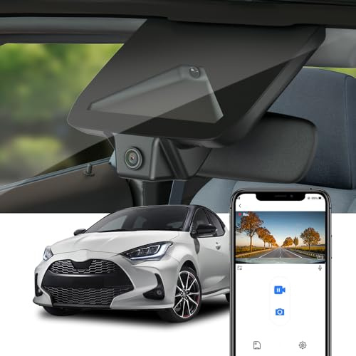 Fitcamx Dashcam 4K lämplig för Toyota Yaris and Yaris Cross 2024 2025 2026, OEM bilkamera UHD 2160P Video WiFi, loopinspelning, G-sensor, Plug & Play, WDR-bilkamera med batteri, med 64 GB kort