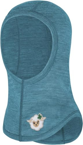 normani Baby Woll Sturmhaube Thermo Balaclava Schlupfmütze aus Wolle Wintermütze Skihaube Unterziehmütze Sturmmaske aus 100% Merinowolle von 0 bis 8 Jahre Blau 98/128