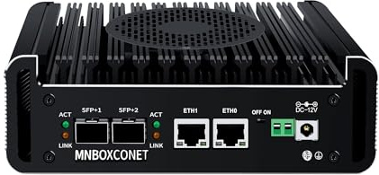 MNBOXCONET Mikro brandvägg PC 2 x 10 GbE SFP+ N355, Mini PC Appliance Office, barebone NO RAM NO SSD, 2xi226V 2.5 GbE LAN, Typ-C, TF, HD, Support Windows OPNsense, SPK/MIC
