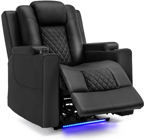 COMHOMA Fernsehsessel Relaxsessel mit Liegefunktion Relaxsessel & -liegen mit LED, Elektrisch Verstellbar TV Sessel bis 150kg mit Massagefunktion Wohnzimmer Schlafzimmer Heimkino Schwarz