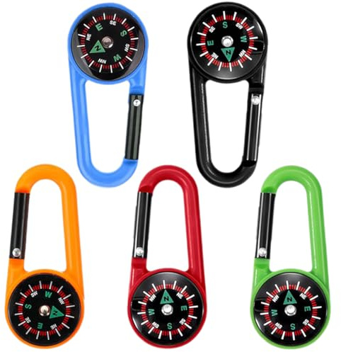 AEIOPRS 5 Pcs Llavero Senderismo Brújula Navegación Multicolor para Niños en Campamento al Aire Libre