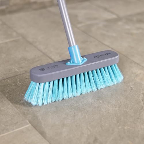 LIFESTYLE 12 Soft Synthetic Indoor Wooden Broom, FSC Certified, Outdoor Use, Soft Synthetic Bristles, Metal Handle, Ideal for Delicate Surfaces, 4ft Handle, Practical Cleaning Tool (29x6x131.5cm)