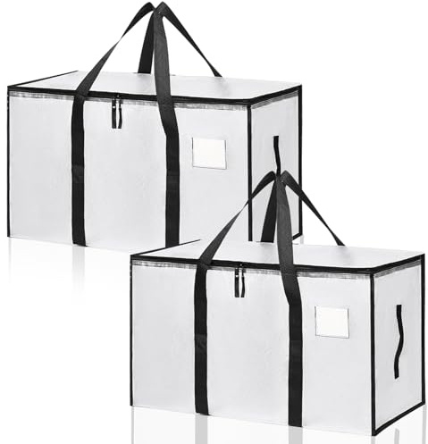 Lot de 2 Grands Sacs de Rangement pour Vêtements, Sacs Déménagement Pliables 90L avec Sangles de Sac à Dos et Poignées Solides, Alternative aux Cartons de Déménagement, Transparent (Transparent 2pcs)