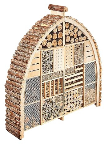Kobolo Insektenhotel Insektenhaus Luxury XXL 101x23x109 cm in Bogenform - Zweigeteilt, Braun