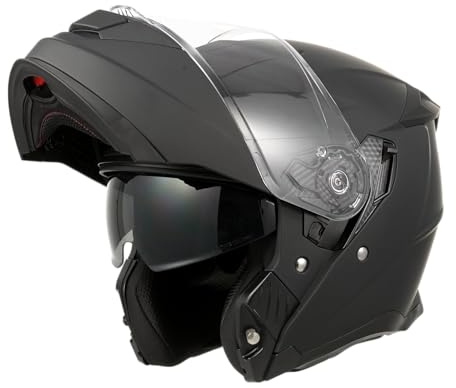 ANYPASS Motorradhelm Klapphelm 950 mit Doppelvisier & UV Schutz, ECE 22.06 Integralhelm für Damen und Herren, Ideal für Touring, Reise und Stadtverkehr, Größe S-XXL (Mattschwarz, M)