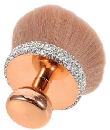 SHERCHPRY Lyxig Rhinestone Puderborste för Ansikte Mjuk Tät Borste med Svampliknande Huvud Bärbar Sminkborste för Löst och Pressat Puder Contouring och Highlight för Resa