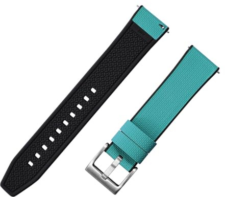Bracelets de montre en caoutchouc FKM à dégagement rapide, bracelet épais de 18 à 24mm, avec boucle en argent, noir et or, tissu à voile, Sport(Gyan-Buckle1,20mm)