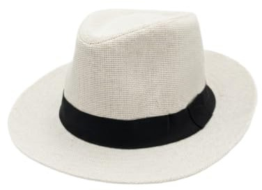 OUTLETISSIMO® Sommar unisex lätt halm panamahatt med svart band, justerbar andningsbar solhatt - vit V044