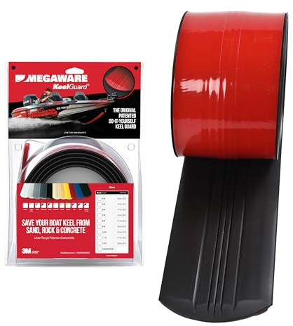 MEGAWARE KEELGUARD USA-Made, Original DIY Keel Guard, 5-Inch Wide, 4-12ft Sizes, 11 Colors, Complete Install Kit with Primer, Hull Protector, for Fiberglass and Some Aluminum Boats (Black)