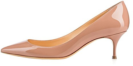 EDEFS Zapatos para Mujer Zapatos de Tacon Mini Tacón Tacones Clásicos 6.5CM Beige EU41