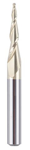 SpeTool Tapered Ball Nose End Mill 1/4 Shank with 1/32 Cutting Radius for 3D Carving Engraving Router Bit, ZrN Coated