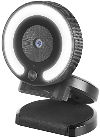 Mars Gaming MWPRO Negro, Webcam Full HD, Óptica 90º, Anillo Iluminación, Micrófono HQ