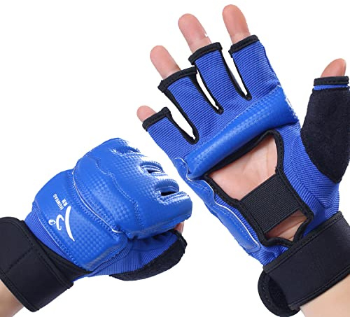 LiMMAX Kickboxing Sparring Gloves TKD Gloves for Men Women Half Finger Boxing Gloves Fighting Gloves Boxing Gloves for Punching Bag Training Gloves for Men Women Blue M