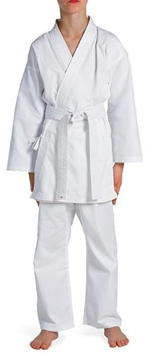 Fisticuffs Kinder Student Karate Aikido Anzug Gi Uniform mit kostenlosem weißem Gürtel – Premium-Qualität, bequeme Passform., Weiss/opulenter Garten, 30