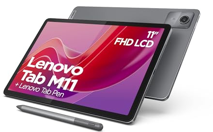 Lenovo Tablet Tab M11, Pantalla táctil de 11 Pulgadas, MediaTek G88, 4 GB de RAM, 128 GB eMMC 5.1, Android 13, Gris, Incluye Pen
