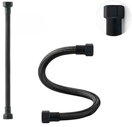 LAXARA DVGW Premium farbiger Flexschlauch schwarz und weiß 3/8 Zoll bis 1/2 Zoll ÜM beidseitig in auswählbaren Stilen (1/2 Zoll Schwarz | Schwarz Matt, 40 cm)