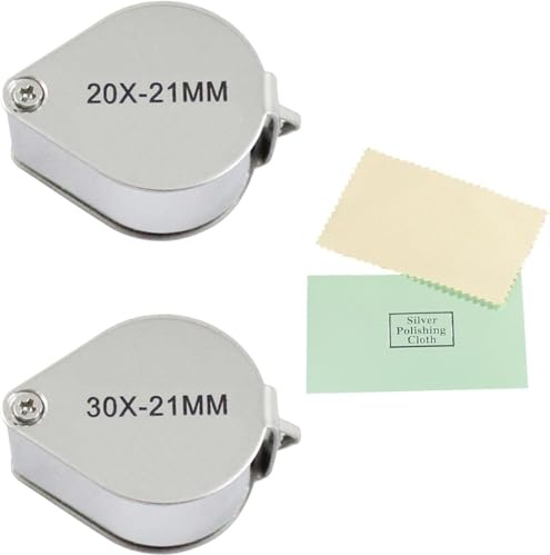 NIYATA 20x y 30x Lupa Joyeros Joyeros Magnifier Plata Aumento para joyeros antigüedades Relojes Piedras Periódicos Libros