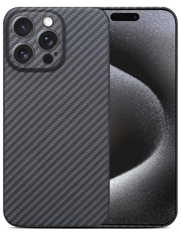 Ultradünne Aramid-Carbonfaser-Schutzhülle für Apple iPhone 16 Pro, vollständiger Kameraschutz, Farbe schwarz