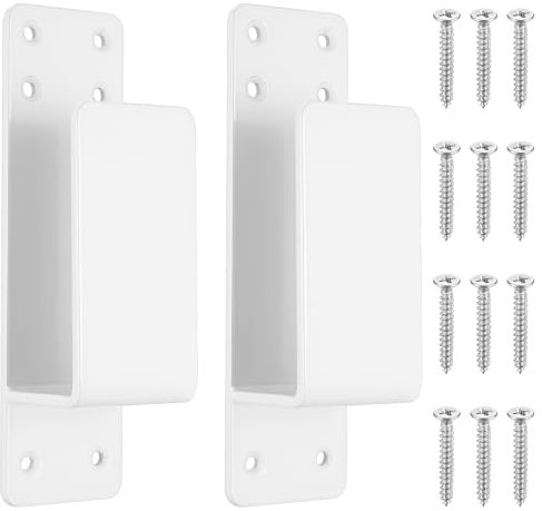 2 Pcs Soportes de Barricada de Puerta 2 x 4, Blanco Soporte en U de Metal pour Barra Seguridad Puerta, Soporte de Seguridad Antirrobo para Madera de Puerta Granero Garaje Casa