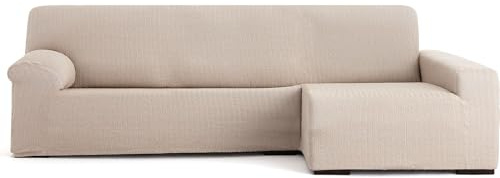 ECOMMERC3 | Copridivano Chaiselongue Braccio Lungo Destra Super Elastico Bielastico - Copridivano Chaiselong Colore Lino con Schiume di Tenuta e Gomme di Valida Regolazione Destra o Sinistra